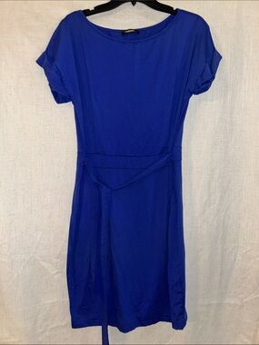 Amazon Essentials Cobalt Blue Short Sleeve Belted Mini Dress